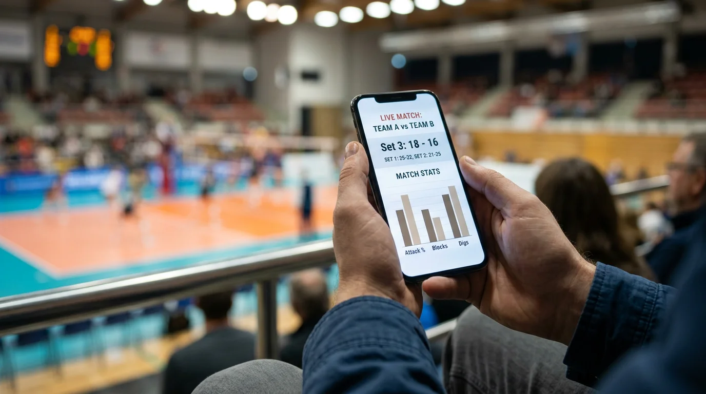 Volleyball-Livewetten auf dem Smartphone während eines laufenden Spiels verfolgen