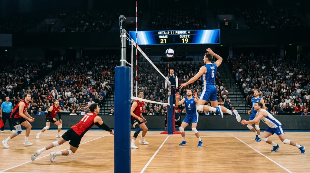 Volleyball Über/Unter Wetten mit Linien und Punktestatistik visualisiert